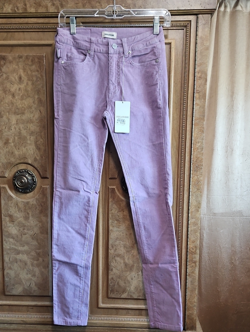 Zadig & Voltaire Lilac Skinny Jeans In Cordoroy. NWT